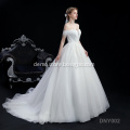 Classic and elegant design large size a-line off-shoulder short-sleeved and lace tail wedding dress plus size